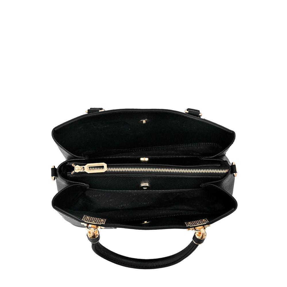 Cartera dos asas tres divisiones mediana manecita negro-3