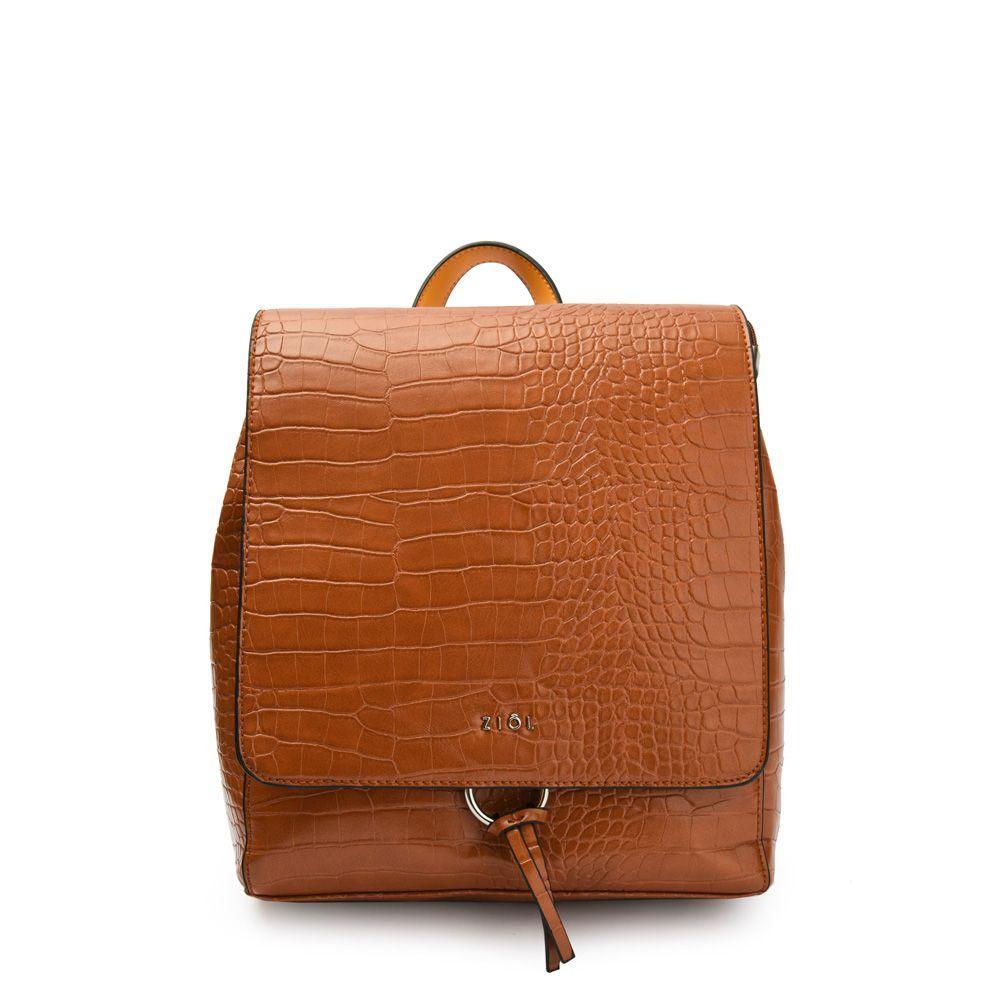 Serafina Mochila Con Tapa Mediana Camel-0