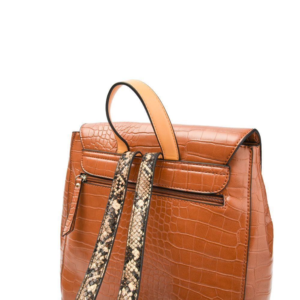 Serafina Mochila Con Tapa Mediana Camel-3