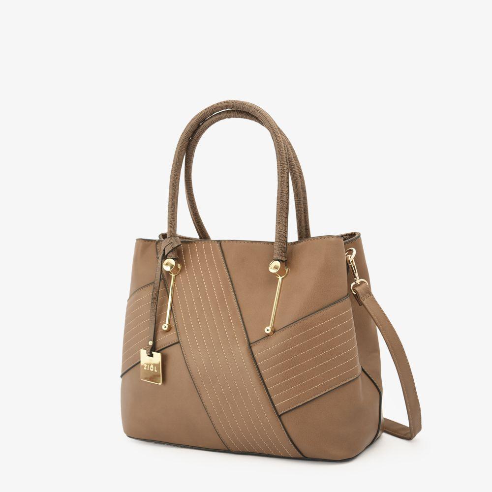 Elma Cartera Tipo Dos Asas Dos Divisiones Taupe Oscuro-1