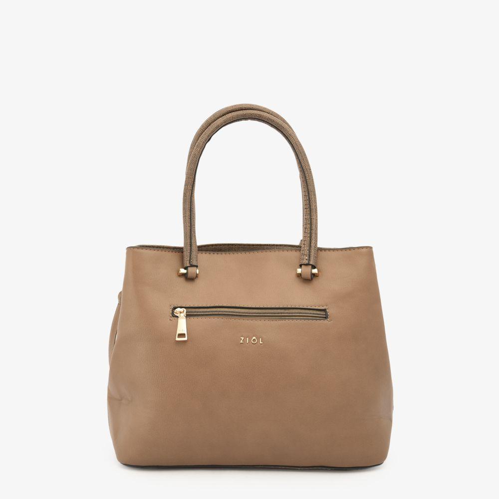 Elma Cartera Tipo Dos Asas Dos Divisiones Taupe Oscuro-2