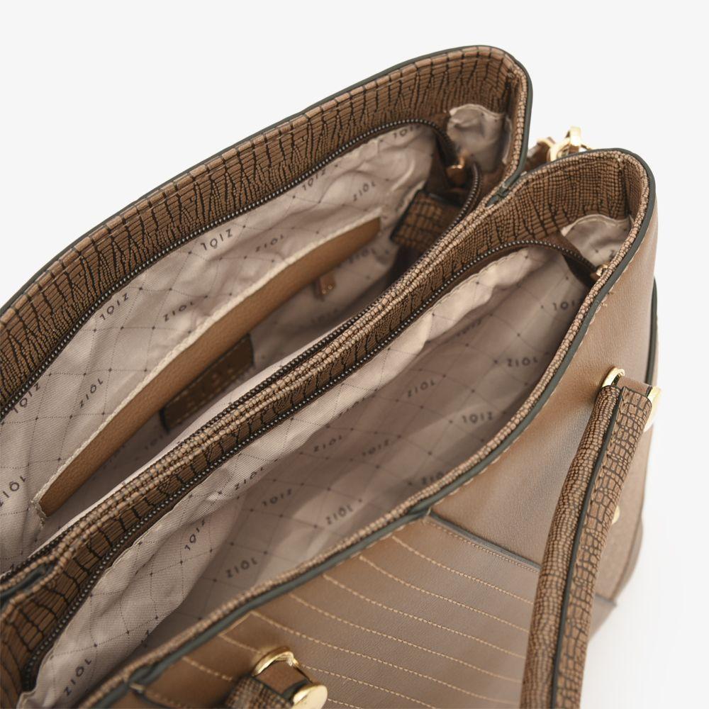 Elma Cartera Tipo Dos Asas Dos Divisiones Taupe Oscuro-4