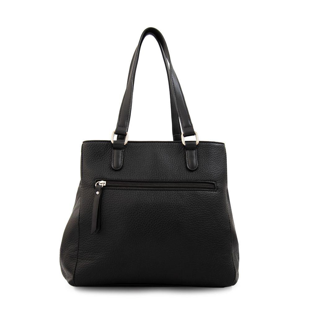 Cartera tote alisa mediana negro-2