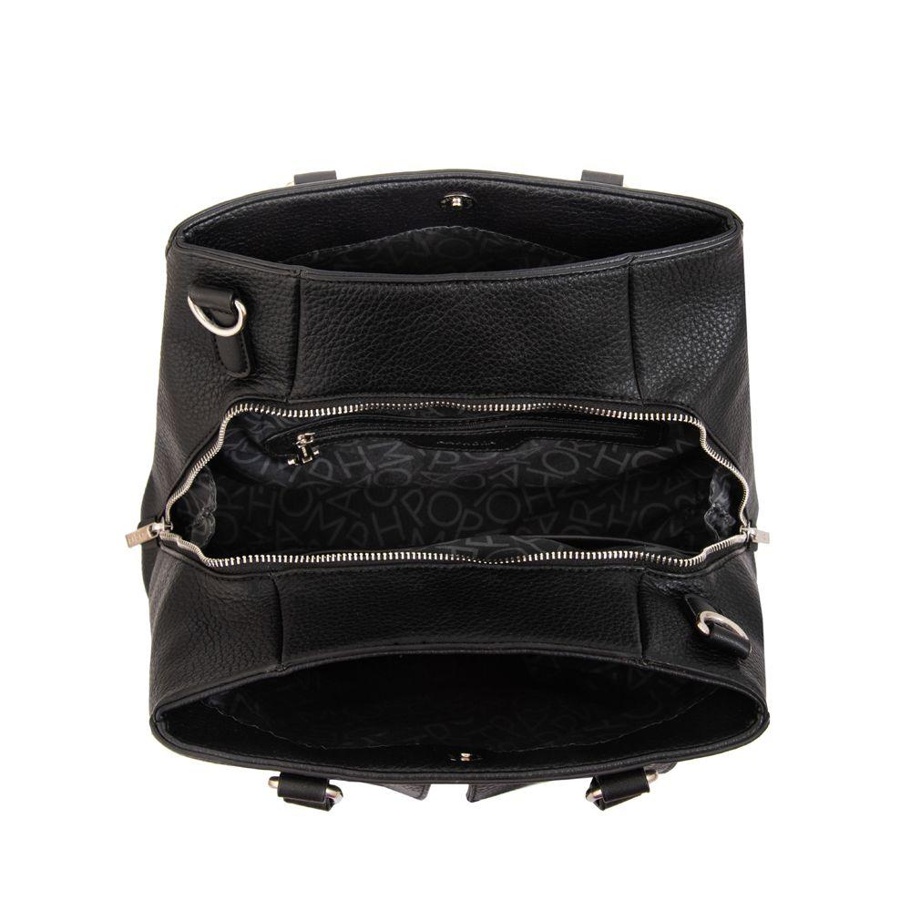 Cartera tote alisa mediana negro-3