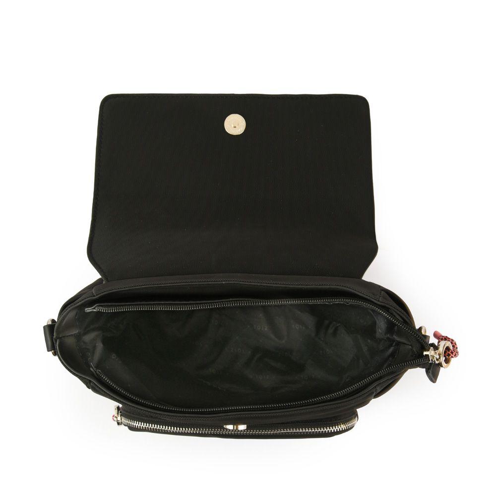 Cartera bandolera con tapa mediana lina negro-3