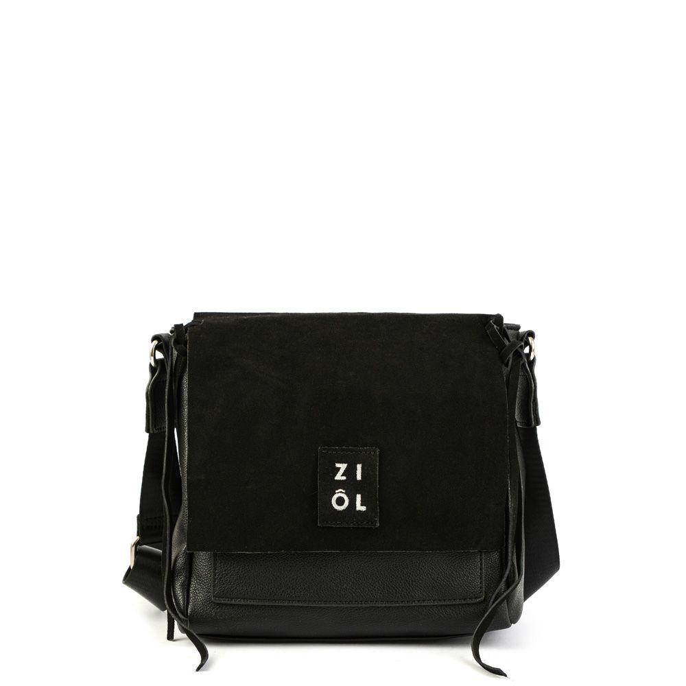 Cartera bandolera con tapa mediana adelia negro-0