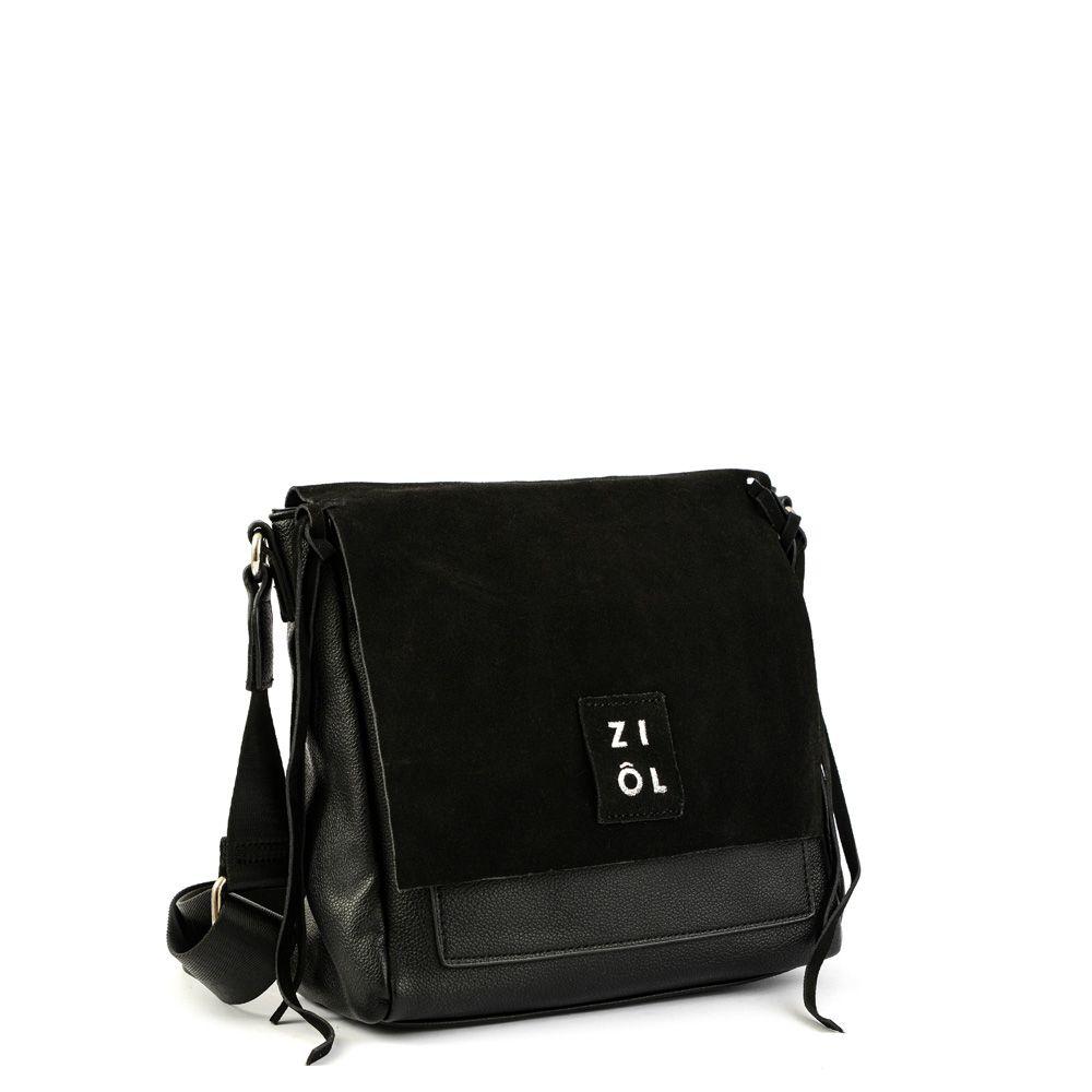Cartera bandolera con tapa mediana adelia negro-1