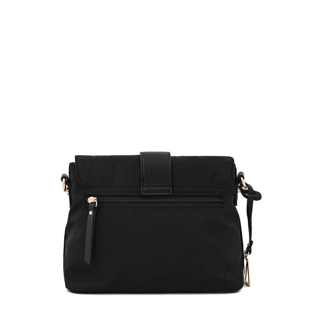 Cartera bandolera con tapa mediana creta negro especial-2