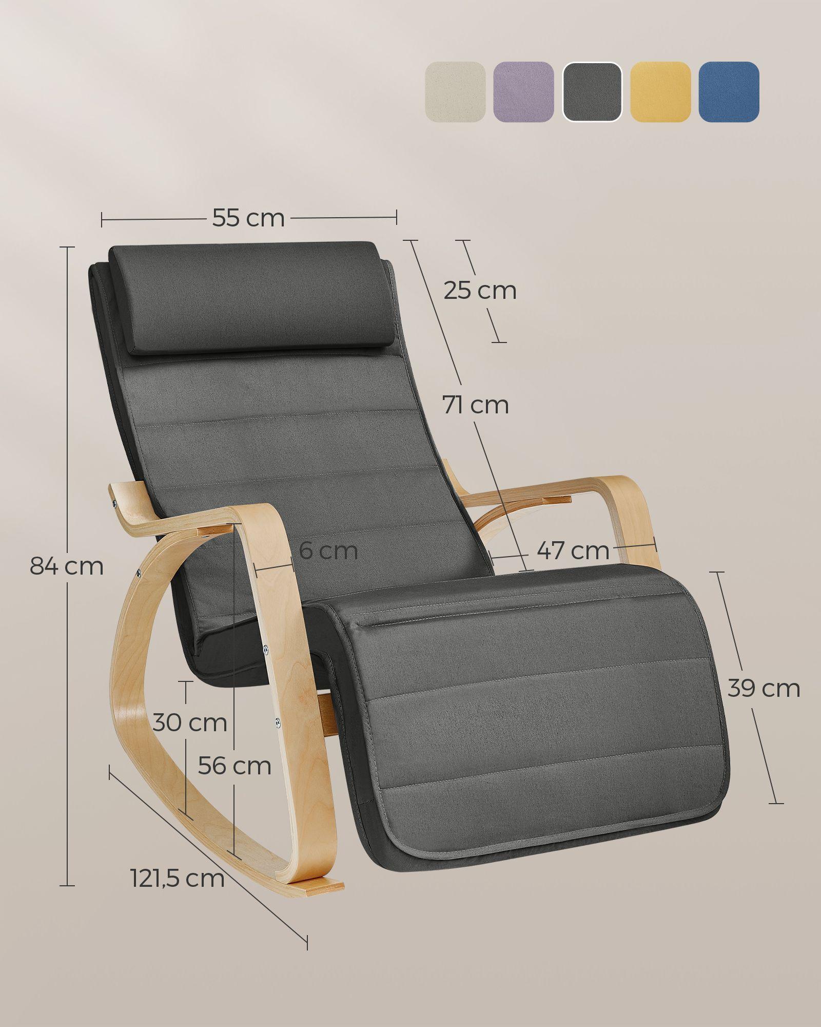 Silla Mecedora con Reposapiés 5 posiciones Grafito-2