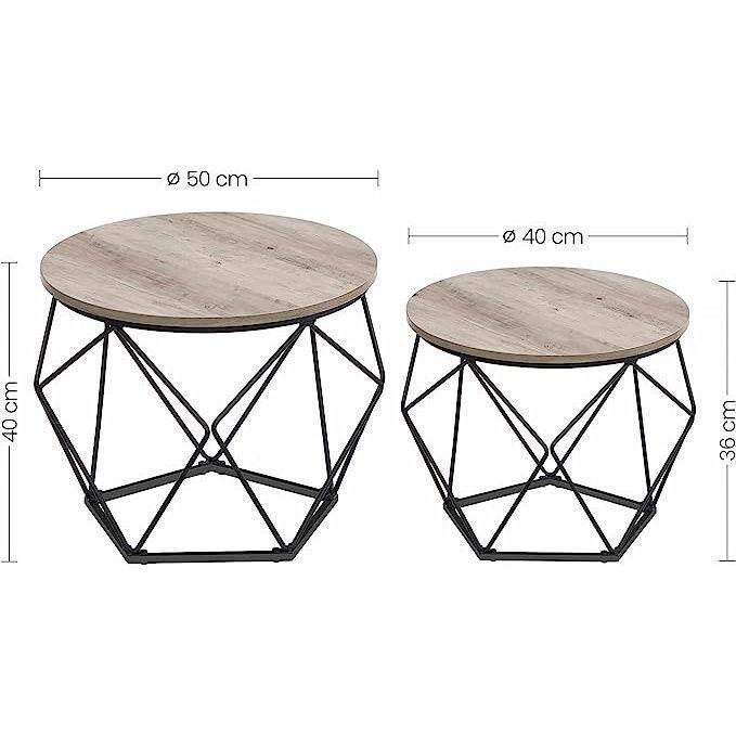 Set Mesa De Centro Base Hexagonal Gris-4