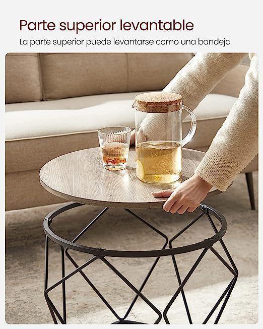 Set Mesa De Centro Base Hexagonal Gris-2