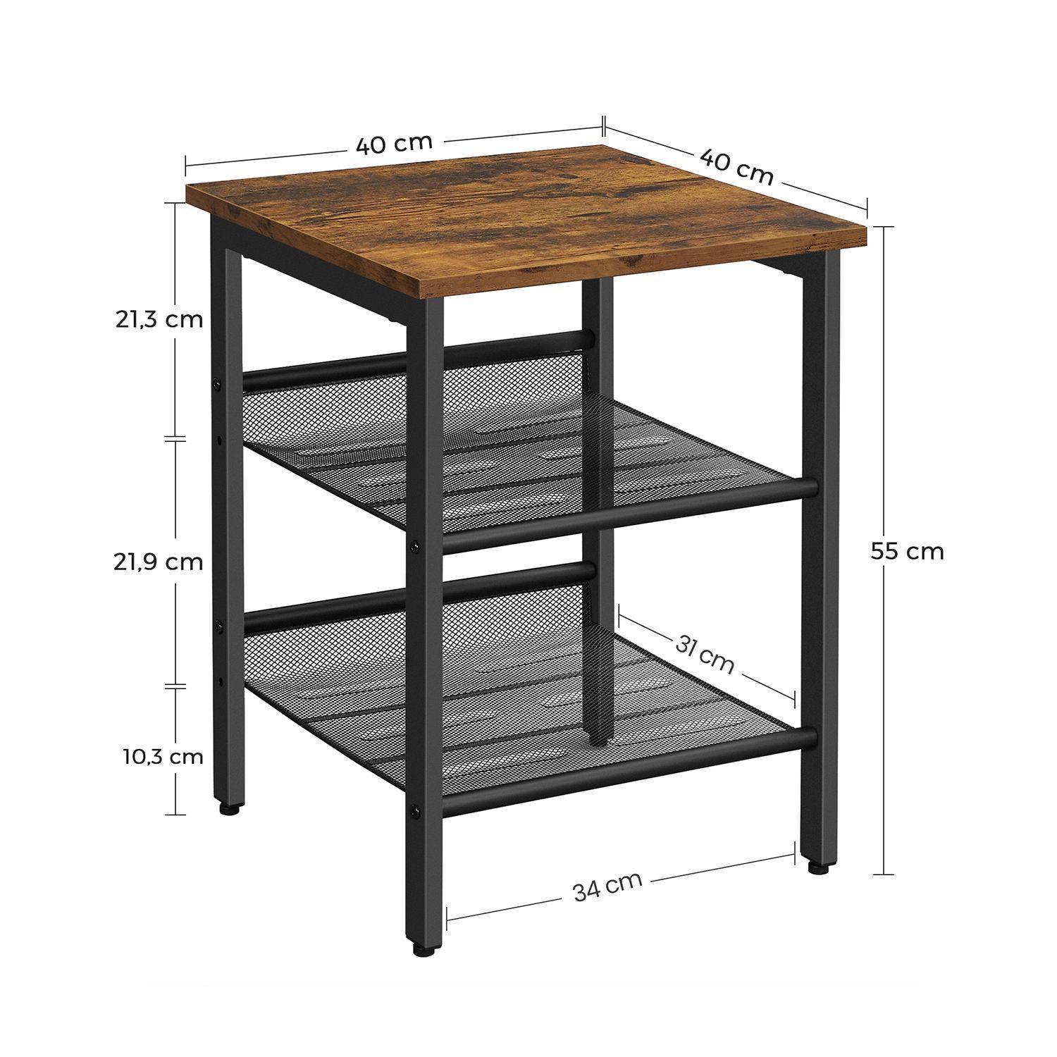 Mesa Lateral doble estante estilo Industrial regulable-2