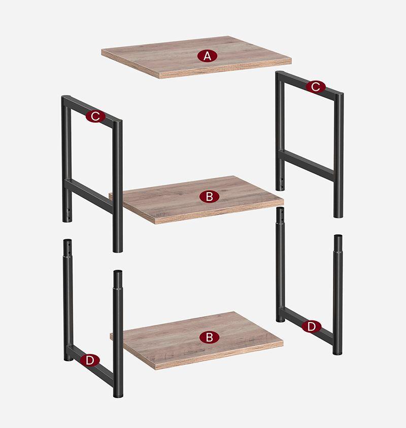 Mesa Lateral 3 Niveles Grey regulable-5