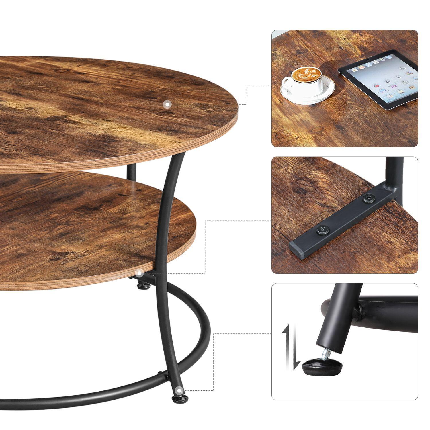 Mesa de Centro circular doble repisa estilo Industrial-4