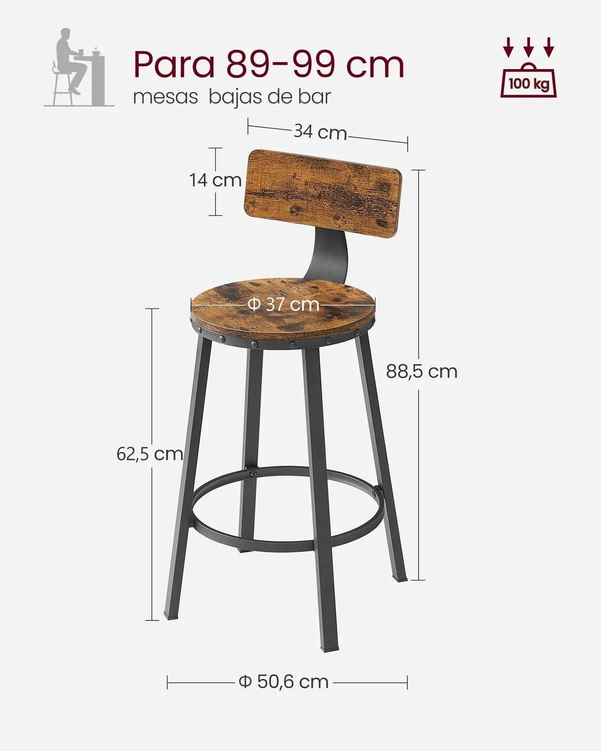 Set Taburetes Sillas de Bar con respaldo H625-1