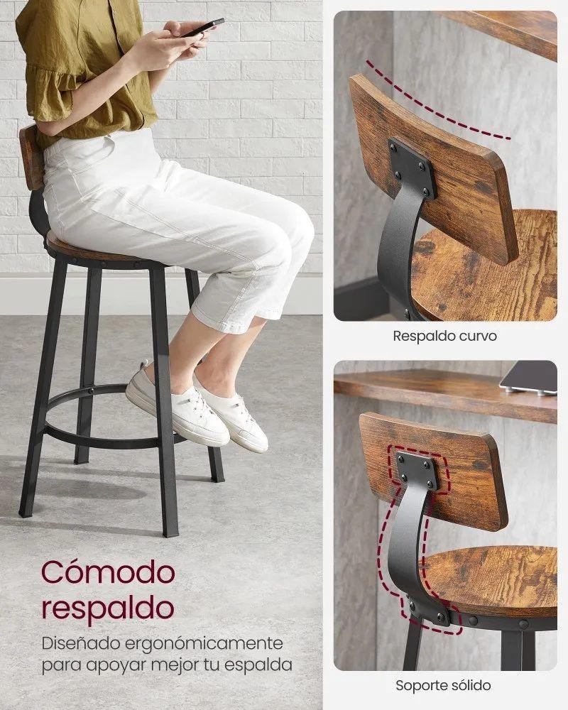 Set Taburetes Sillas de Bar con respaldo H625-3