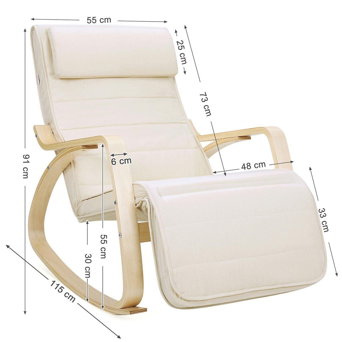 Silla Mecedora con Reposapiés Beige -3