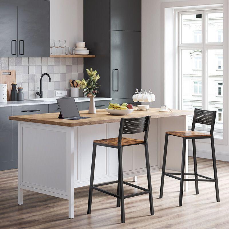 2 Taburetes Sillas de Bar Metal Black-2