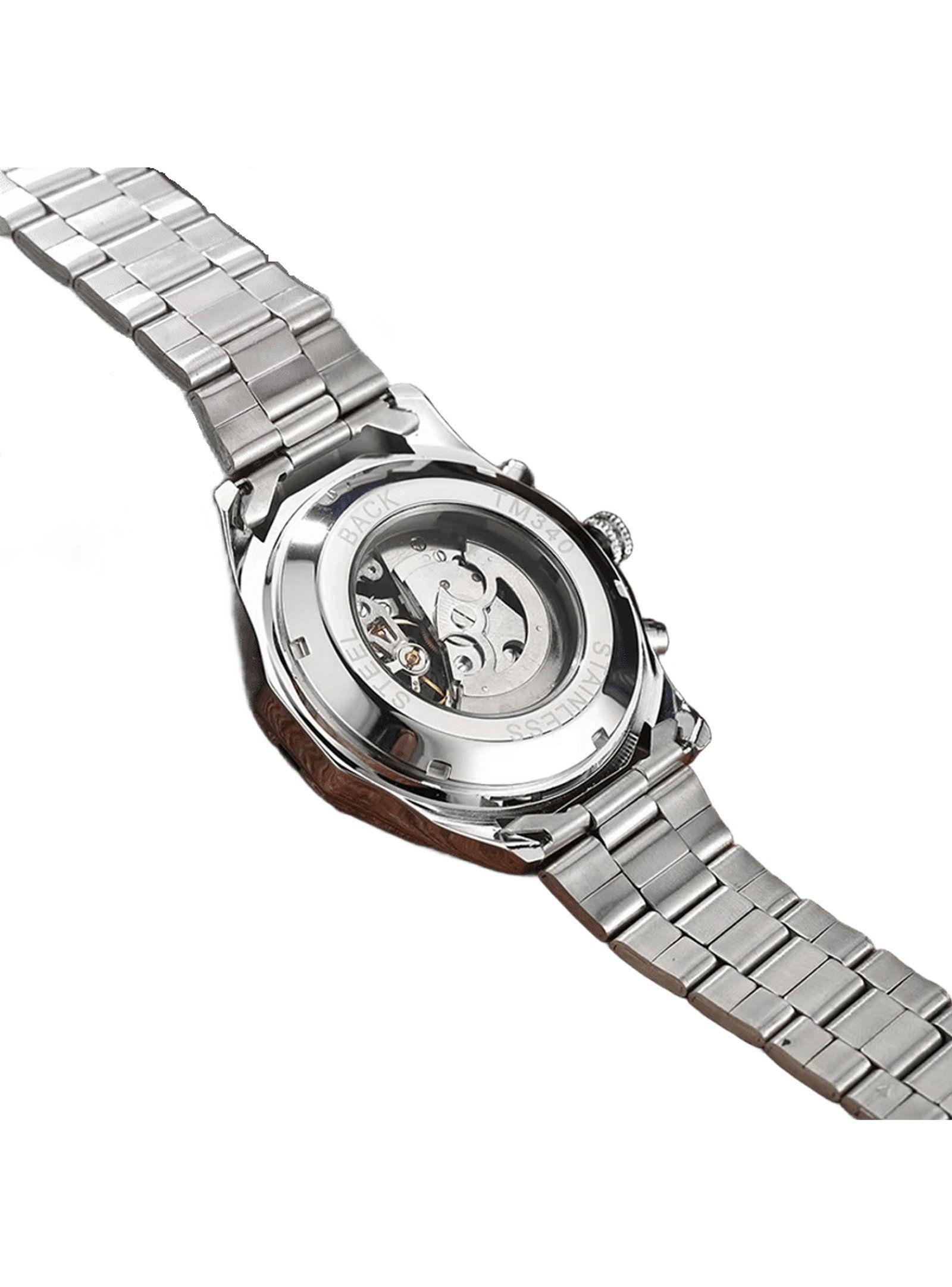 Reloj Automático TM340-SW Skeleton, Correa Metálica y Diseño Premium-1