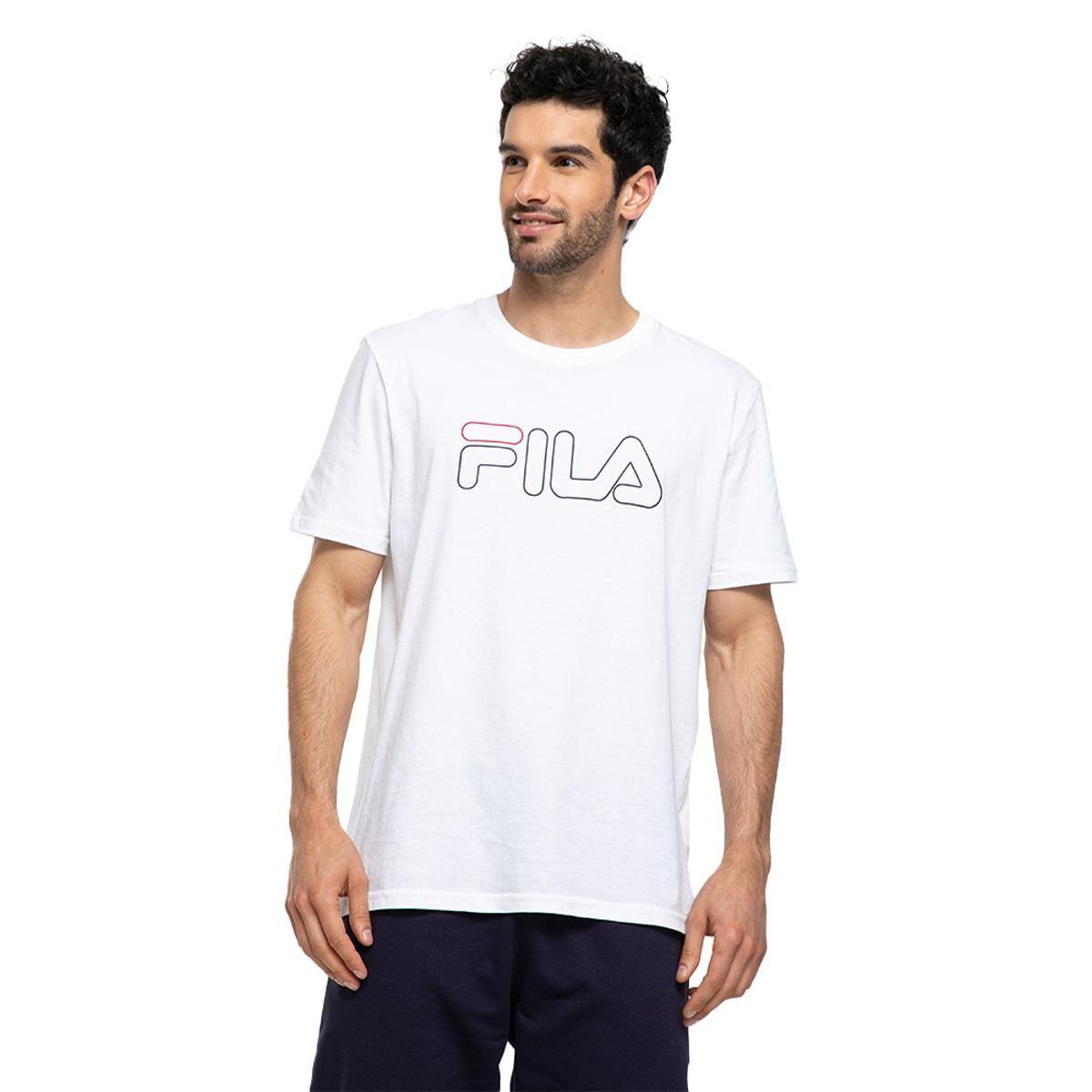 Polera Fila Letter Outline Hombre Blanco-0