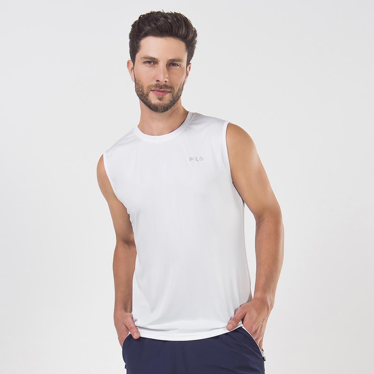 Polera Fila Basic Sports Sin Mangas Hombre Blanco-0