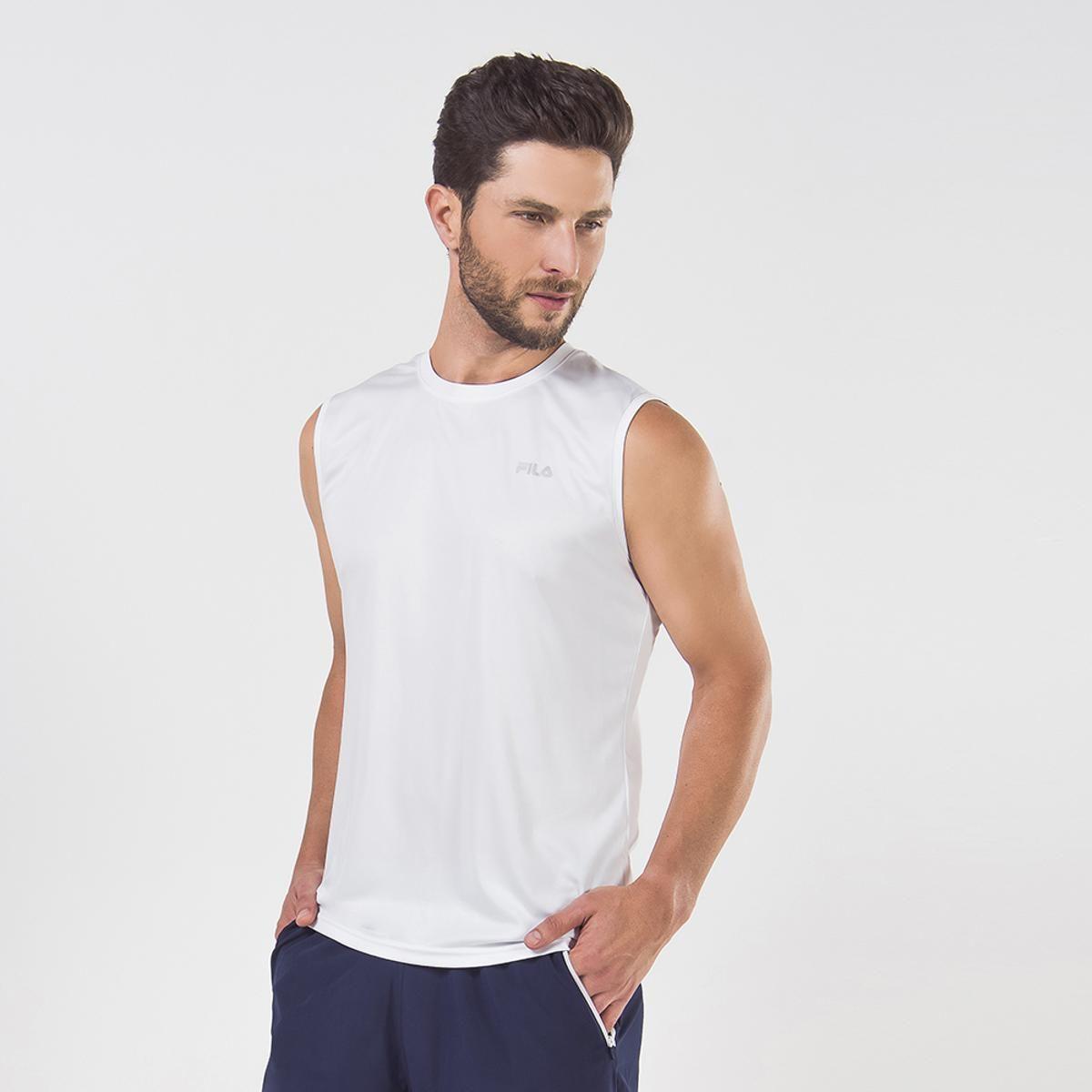 Polera Fila Basic Sports Sin Mangas Hombre Blanco-1