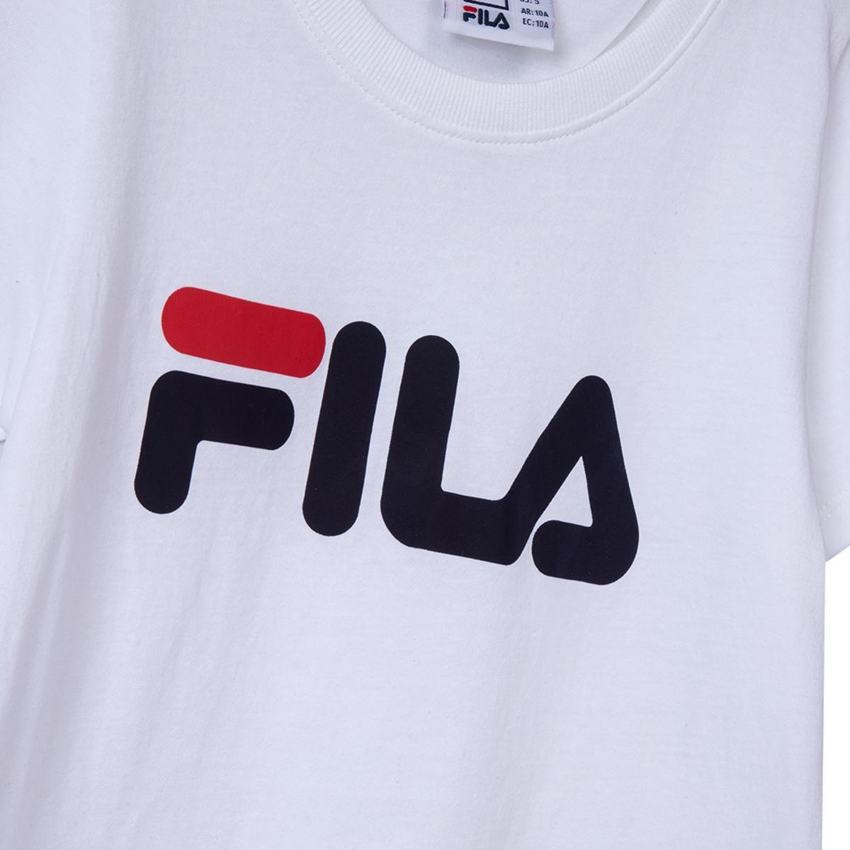Polera Fila Letter Premium Niños Blanco-2