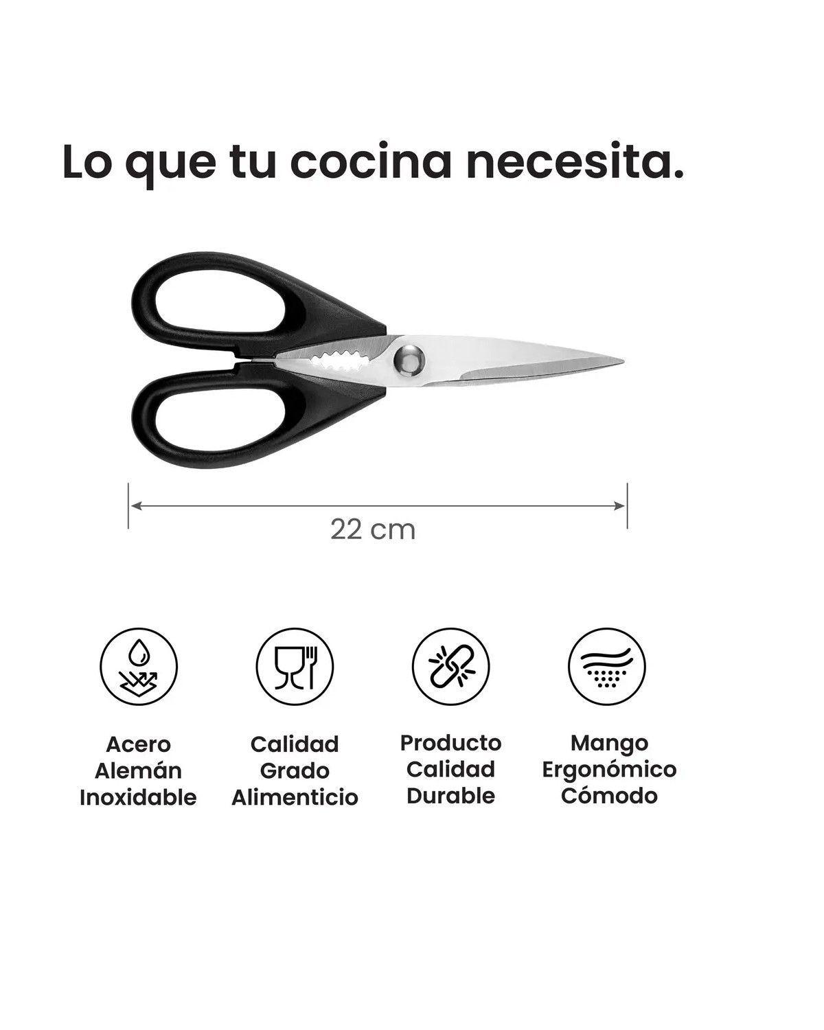 Tijeras De Cocina Multiusos Aleman Acero Color Negro-2