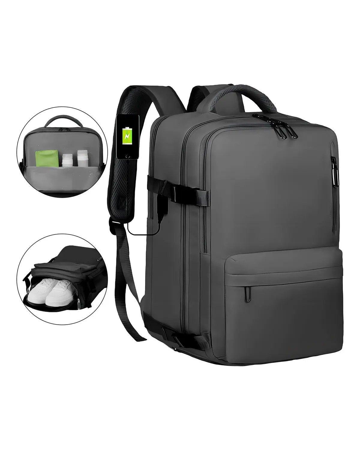 Mochila para Viaje Impermeable con Puerto USB y Antirrobo, 35 L-2