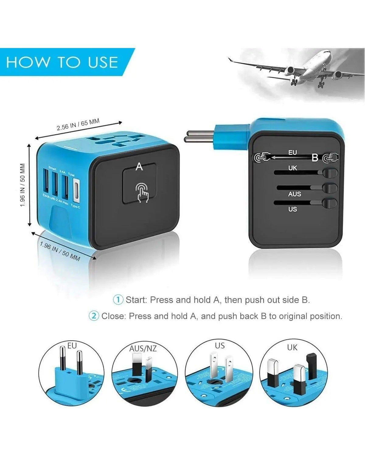 Enchufe Adaptador De Viaje Universal Todo En Uno 4 In 1-4
