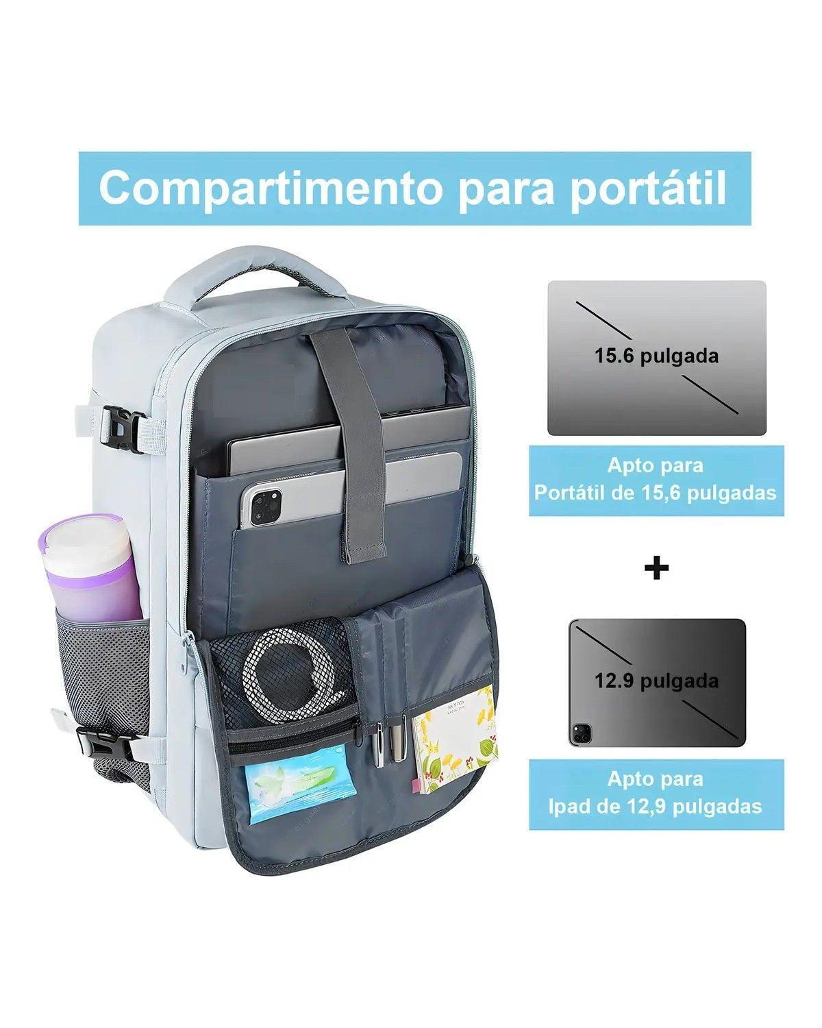 Mochila Impermeable 1001 Azul Para Laptop 15.6" Viaje Aprobado Avión-2