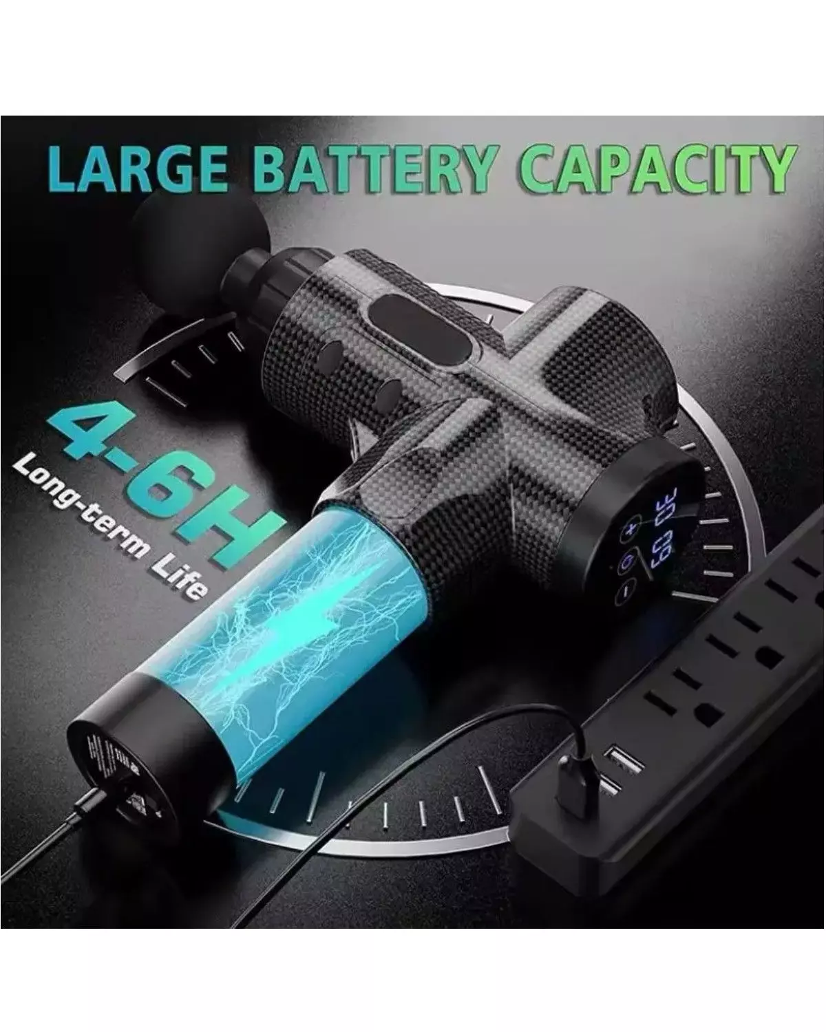 Pistola Masajeadora Muscular Profesional 7 Cabezas Usb-3