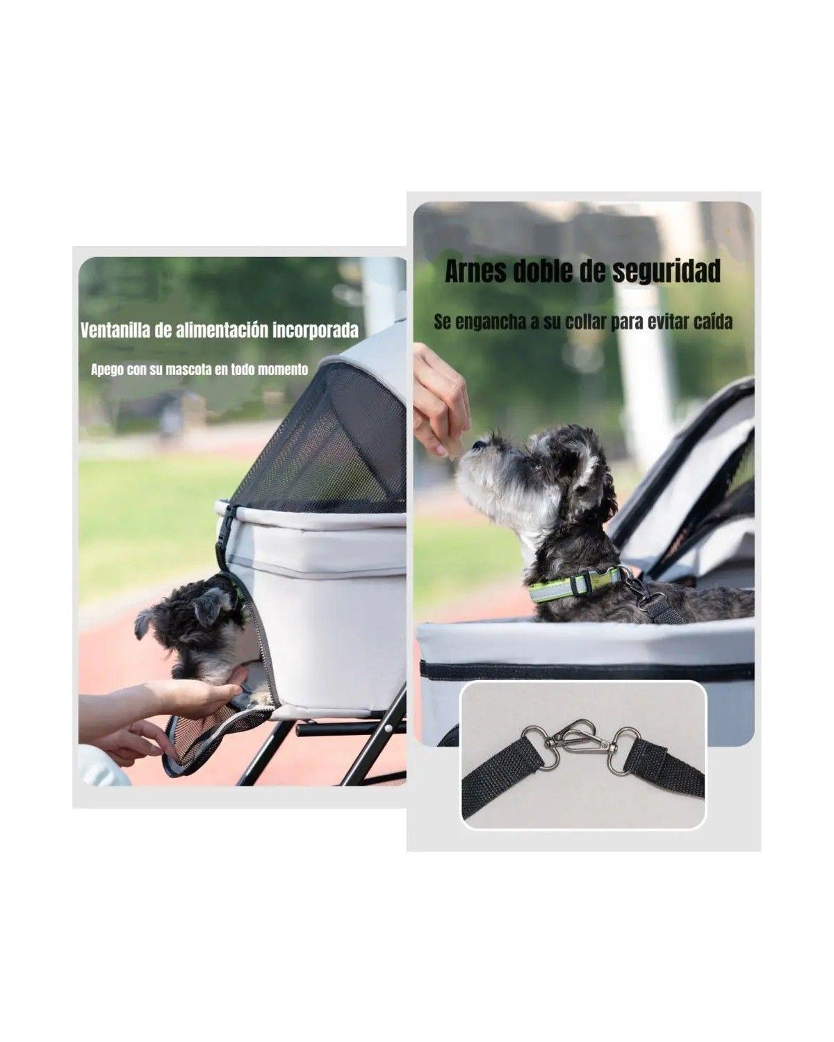 Coche Para Mascotas Perros Gatos 2 En 1 Gris-4