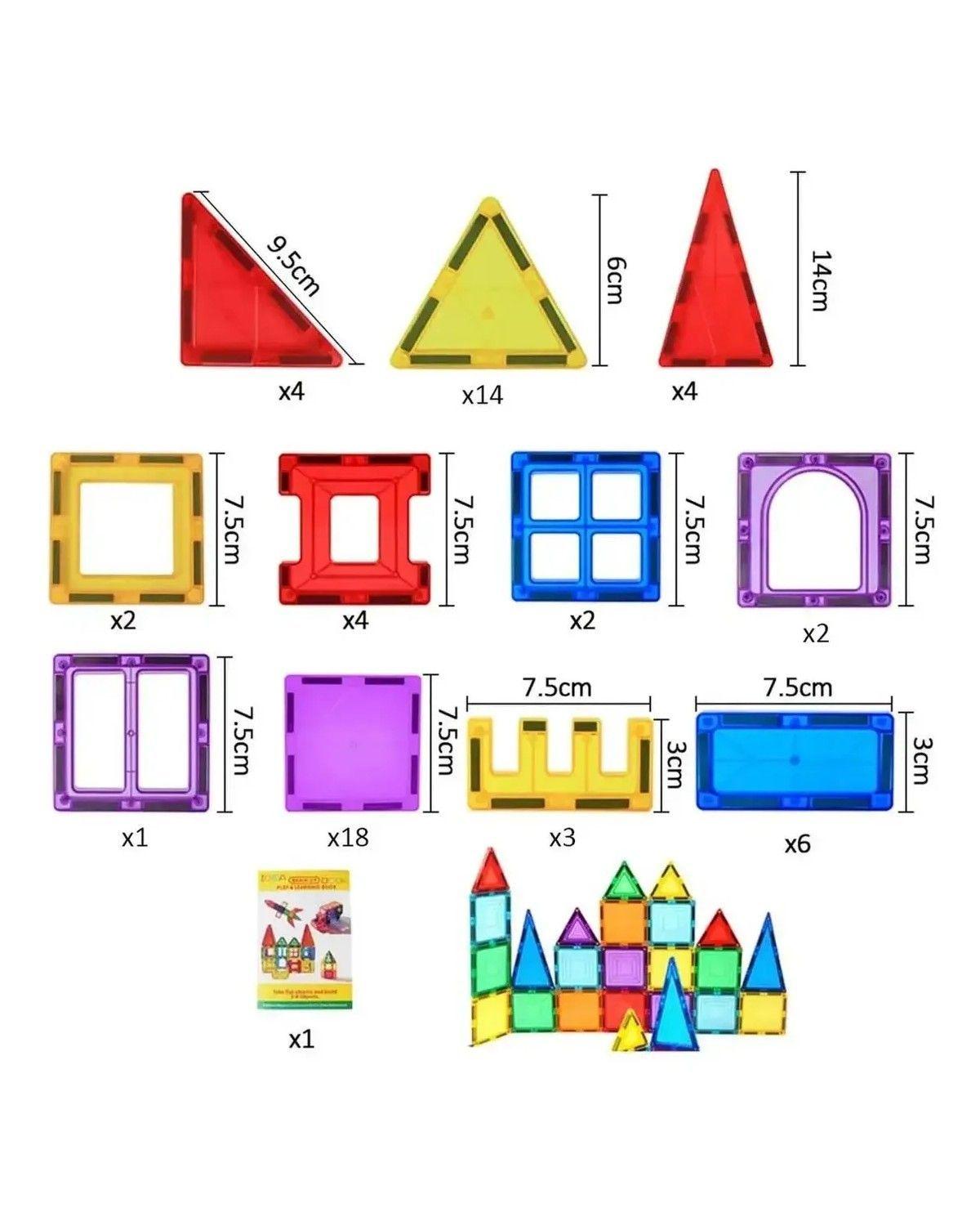 Set Còlourful Bloques Magnéticos Para Construir 60 Piezas-1