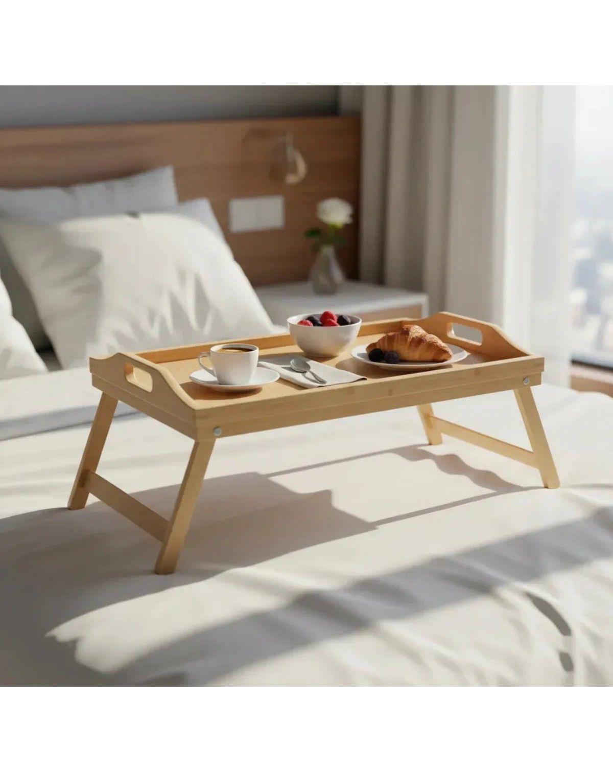 Bandeja De Cama Desayunador Madera Bambu Notebook-1