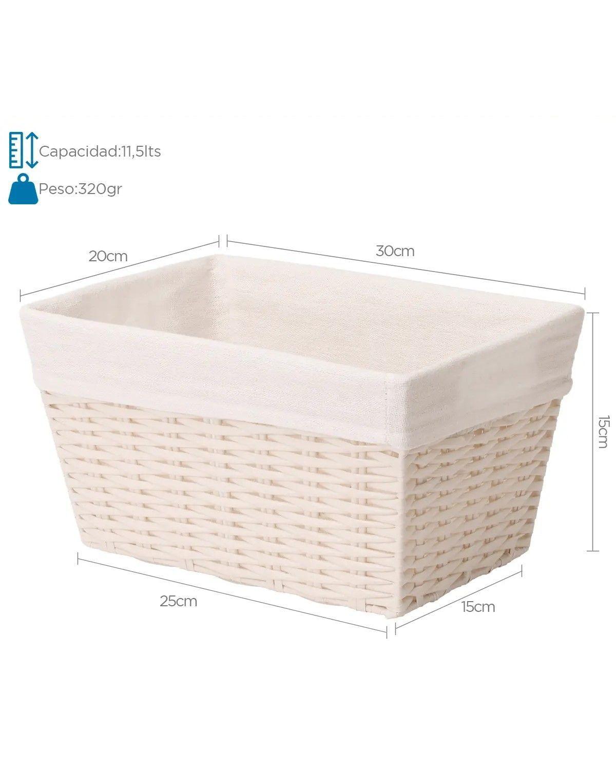 Canasto Cesta Organizadora Estilo Ratán Crema S-2