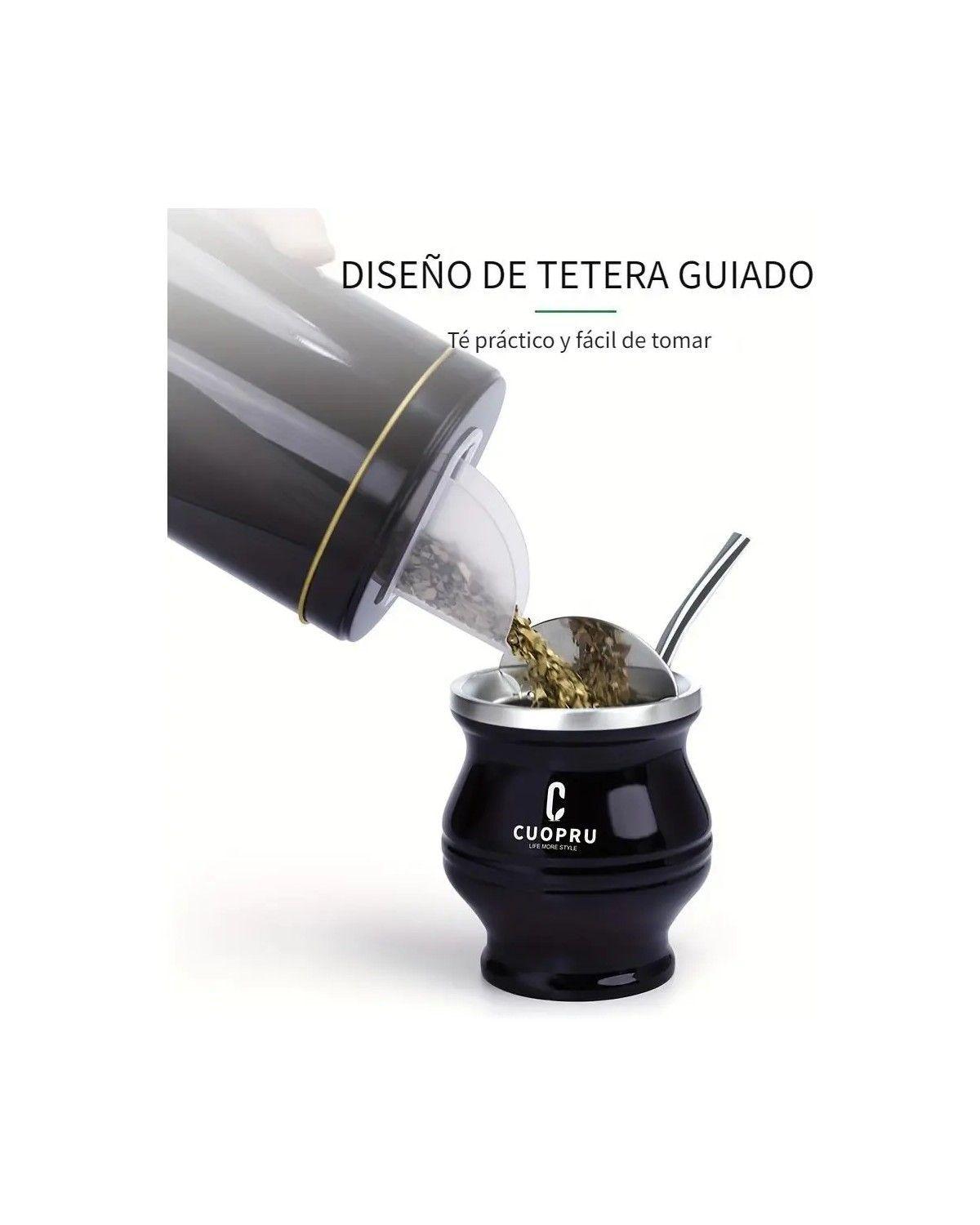 Tarro De Almacenamiento Para Yerba Mate Con Tolva Abatible Color Negro-2