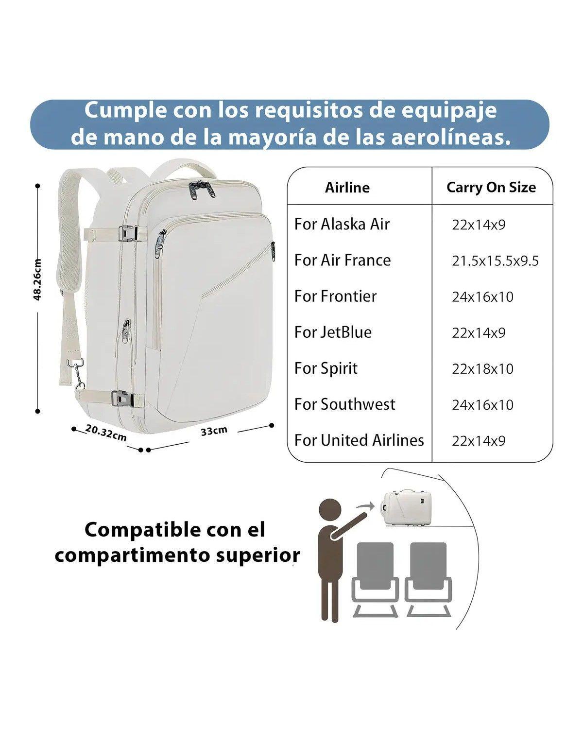 Mochila De Viaje e Impermeable, Expandible Antirrobo Grande Equipaje De Mano De 10 Kg-4