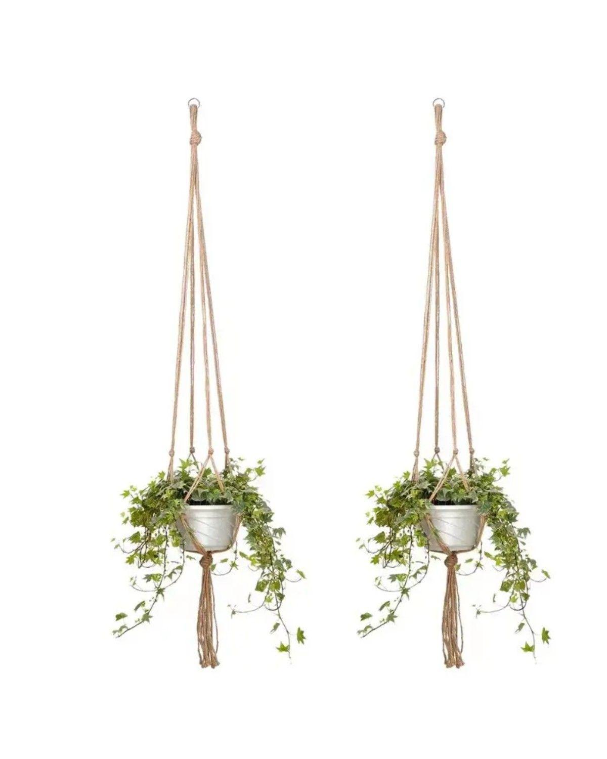 Juego De colgadores para Macetas De Flores Para Colgar Cuerda Y Gancho 4 Pcs-3