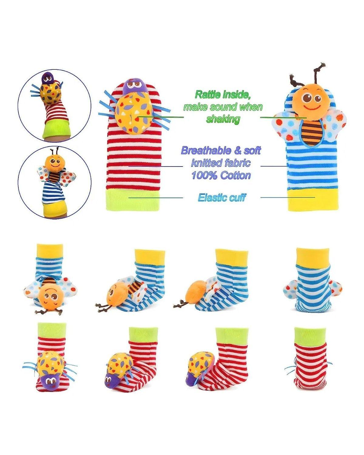 Set Sonajero Calcetines Y Pulseras Estimulante Para Bebé 4pz Multicolorful-2