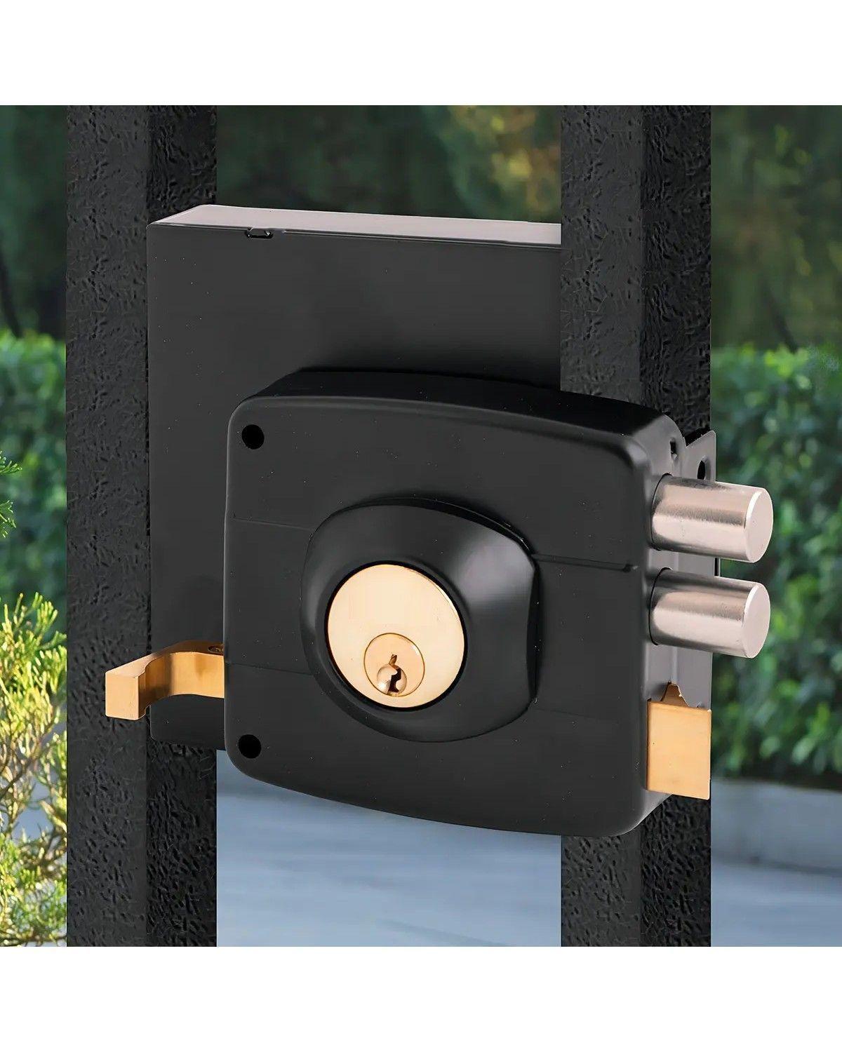 Cerradura Exterior Sobreponer 111 para Reja Negra Cilindro 30mm-2