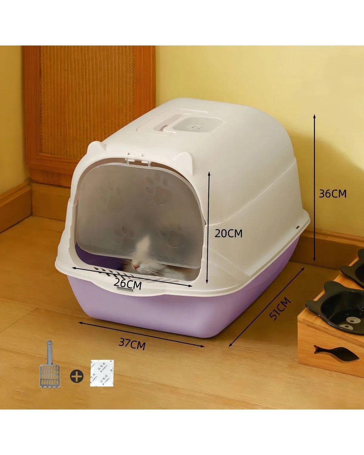 Arenero Sanitario Para Gato Cerrado Con Pala Color Violeta-2