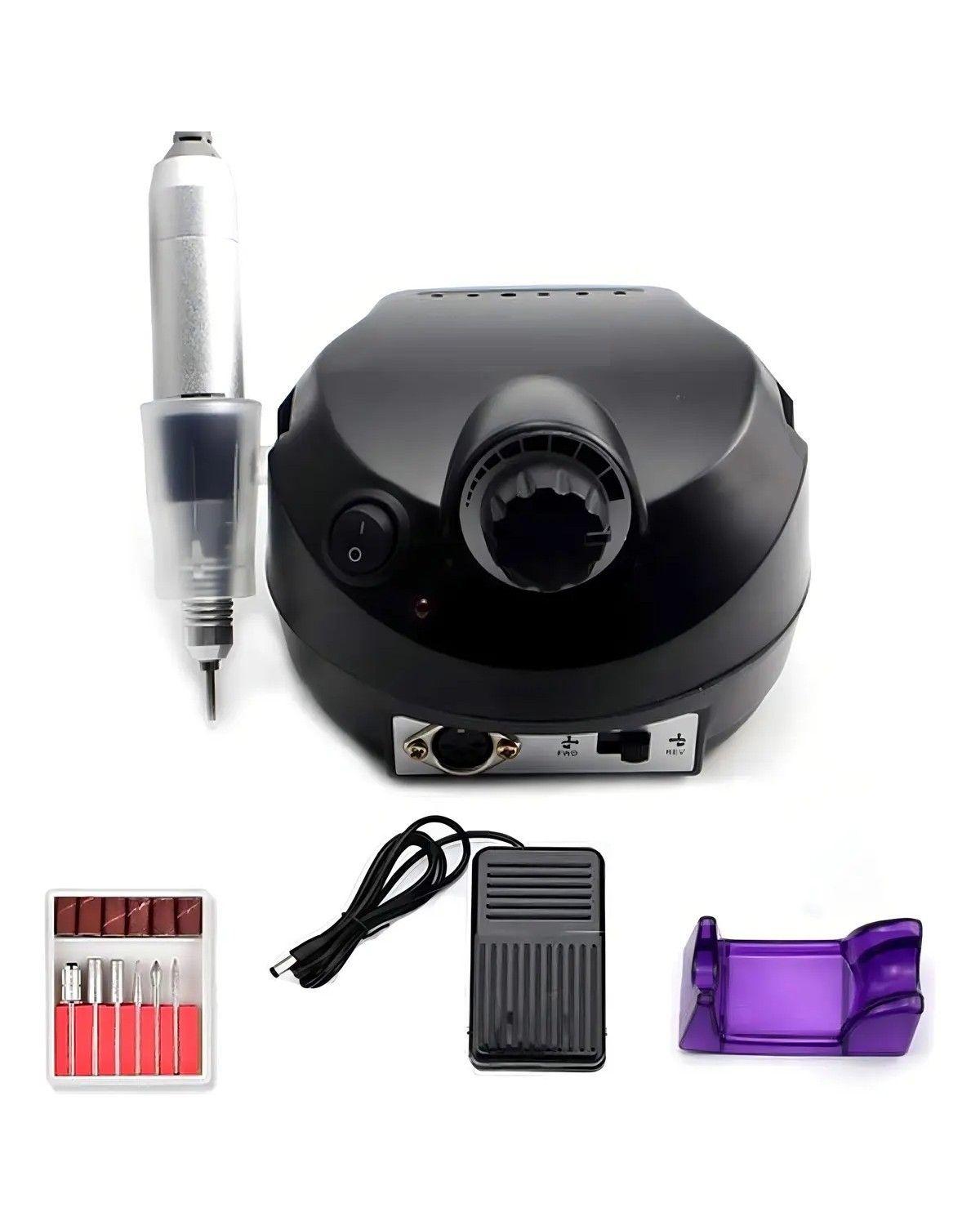 Torno 30000rpm Manicura Uñas Acrílicas Gel Negra Velocidad Ajustable-3
