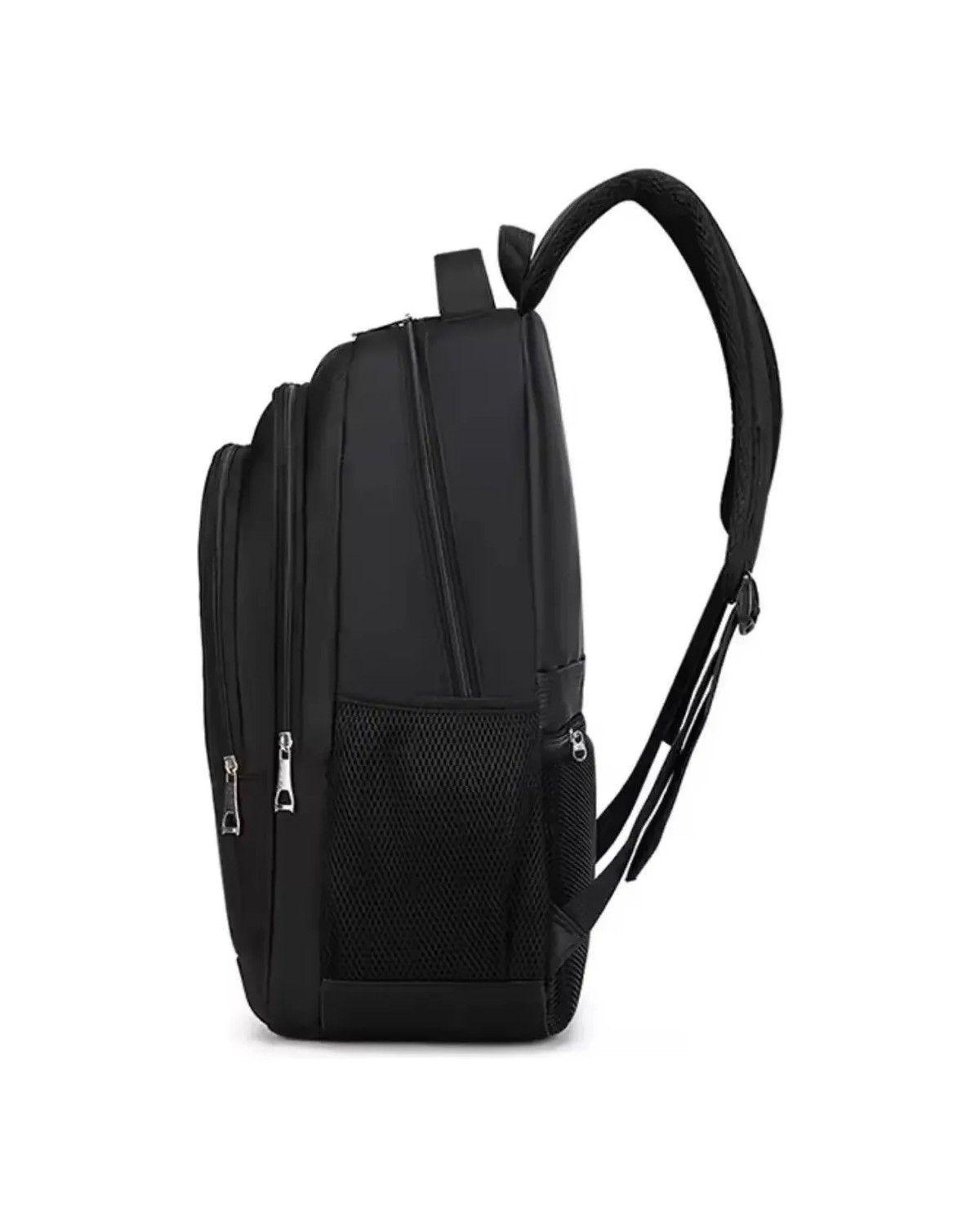 Mochila De Hombre Gran Capacidad Impermeable Universitario Negro Liso-3