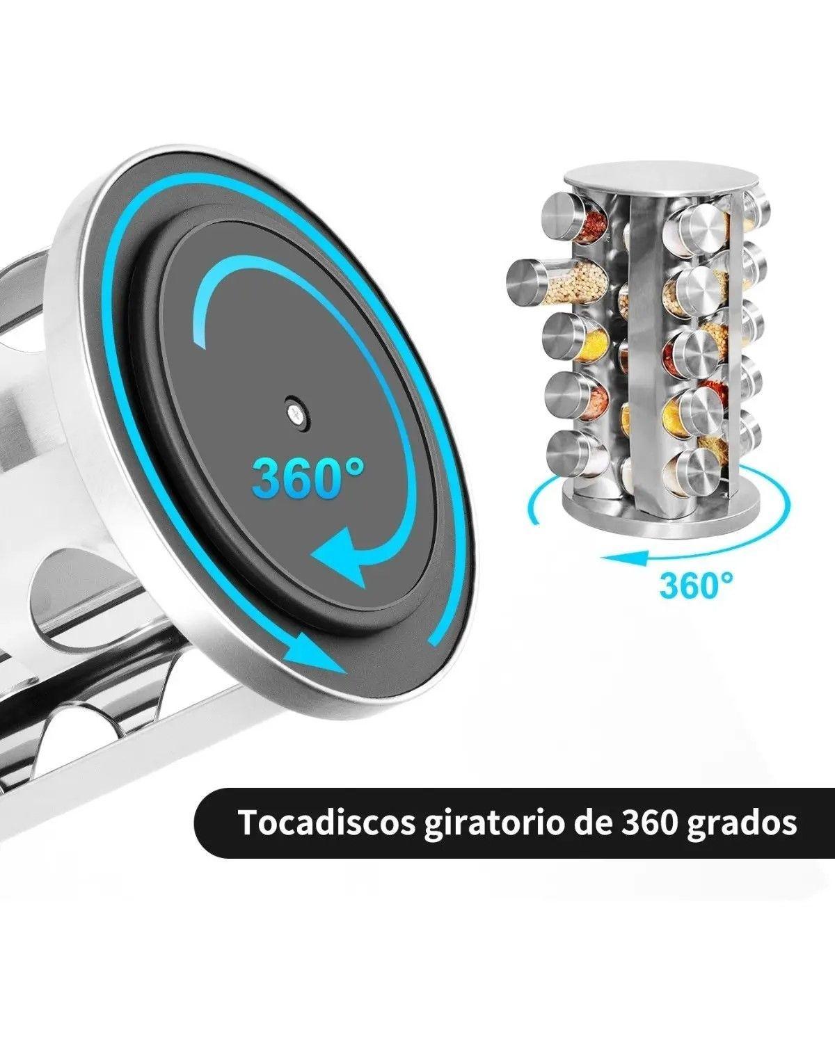 Condimenteros Especiero Giratorio Cocina 20 Frascos Color Plateado-4