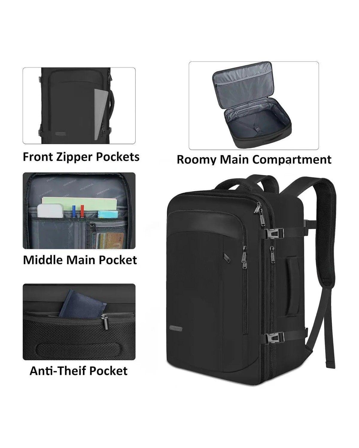 Mochila De Viaje Impermeable Para Hombre Y Mujer Maleta Expandible Antirrobo De 40 L Equipaje De Man-3