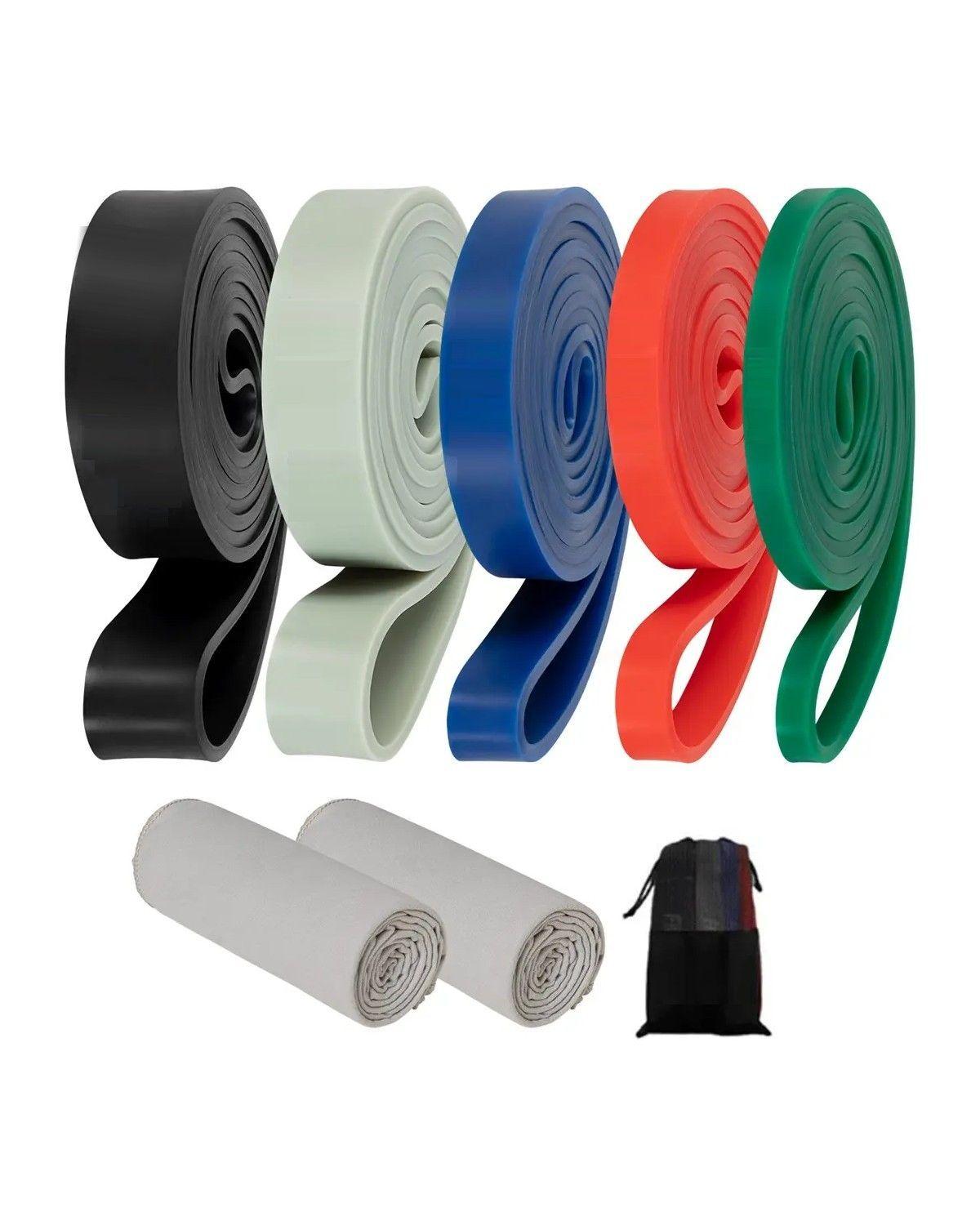 Bandas Elasticas Resistencia Set + Toalla Microfibra Color Negro-0