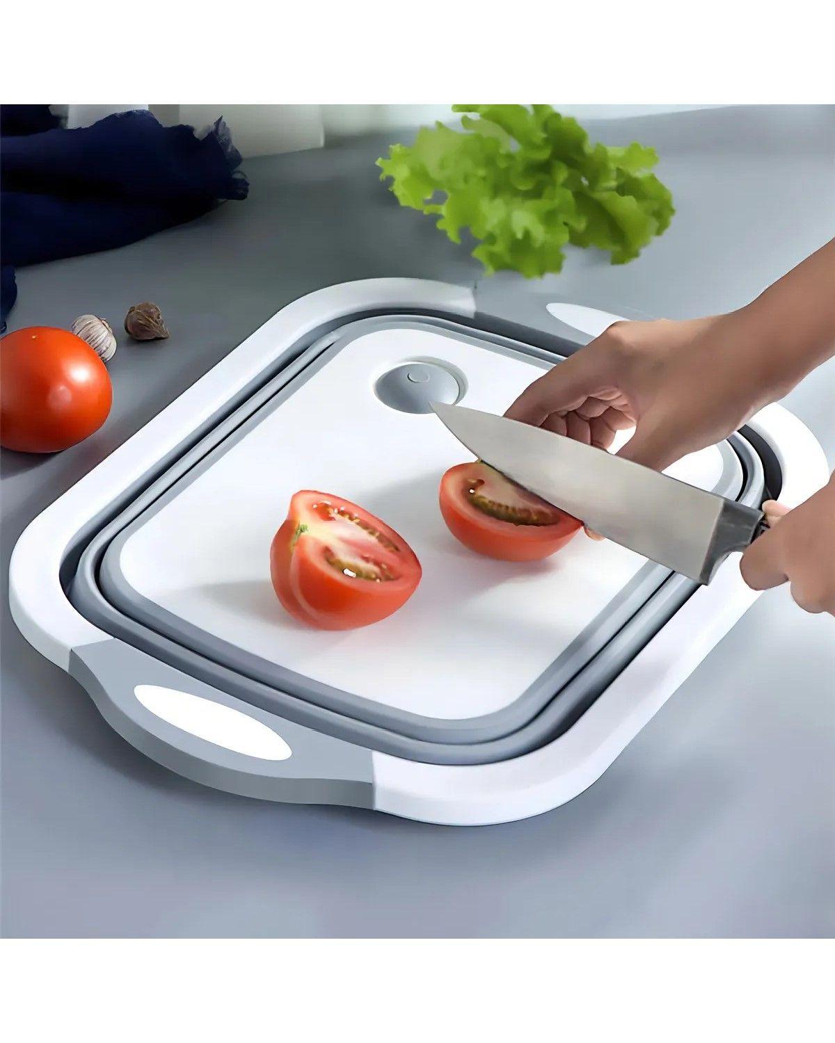 Tabla De Cortar 3 En 1 De Silicona Plegable Drenaje Cocina Multiuso-2