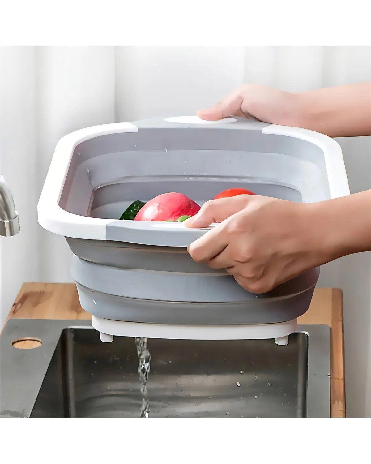 Tabla De Cortar 3 En 1 De Silicona Plegable Drenaje Cocina Multiuso-3