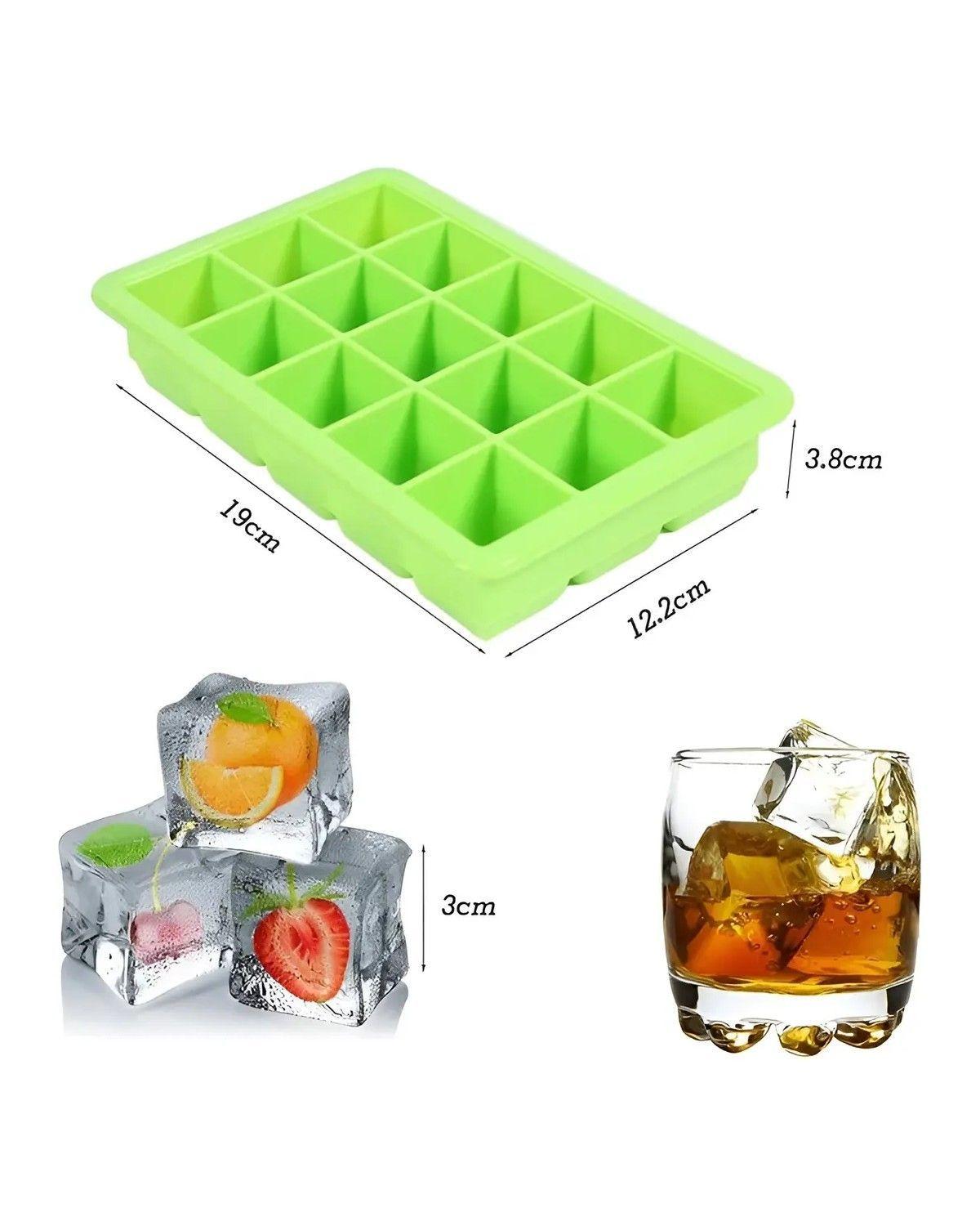 Pack X4 Cubetas de Hielo Cubetera de siliciona Con tapa 15cav Cubetas Grandes Para Hielo -2